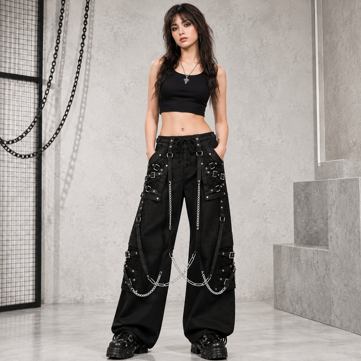 Goth Pant  Bondage Skater Gothic Punk Rocker Cyber Steampunk Biker Pant/Usa