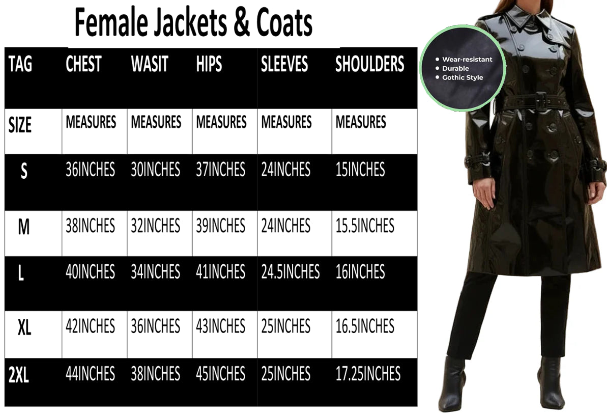Prime Quality Black PVC Vinyl Women's Trench Coat
