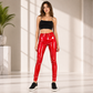GOTHIC MEN RED BONE FIT PVC VINYL GLOSS FETISH ROCKER SKINNY JEANS PANTS
