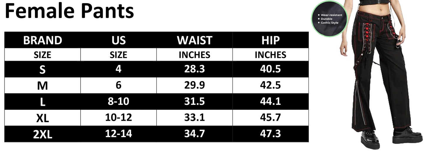 Women's Chains Black Handmade Power Pant Rhinestones Gothic Punk Emo Pants Straps Baggy Pants/USA