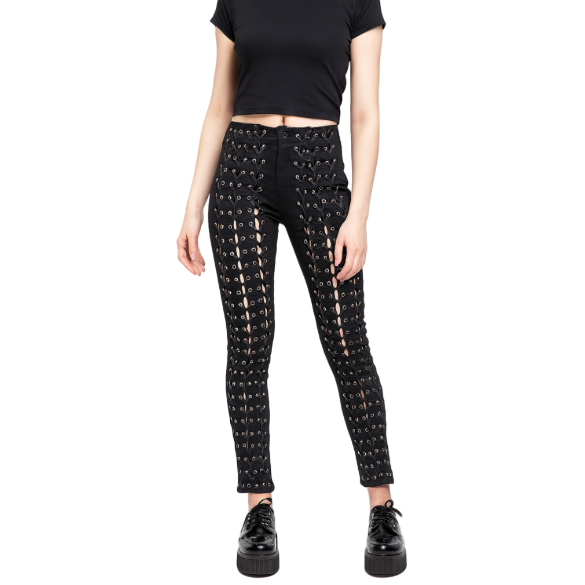 Women's Gothic Punk Emo Medieval Bondage Black Goth Zipper Rock Star Tripp Pants