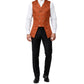 Men's Double Breasted Governor Vest Waistcoat VTG Brocade Gothic Steampunk/USA Brown Brocade