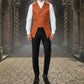 Men's Double Breasted Governor Vest Waistcoat VTG Brocade Gothic Steampunk/USA Brown Brocade