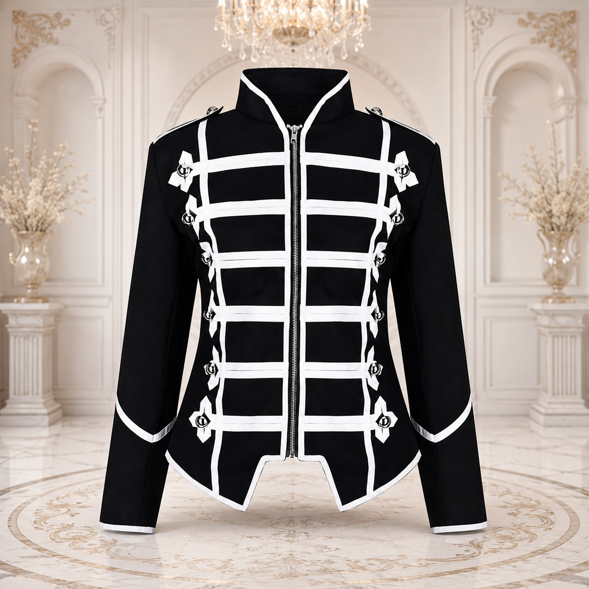 Women's Black Silver Parade Ladies Jacket