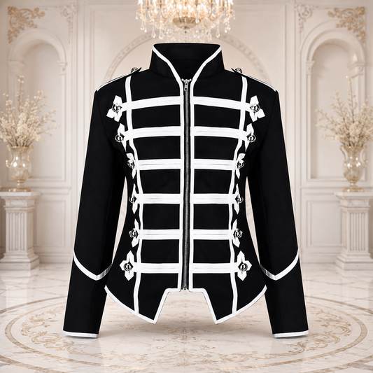 Women's Black Silver Parade Ladies Jacket
