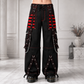 Gothic Extreme Bondage Skater Red & Black Punk Rocker Cyber Steampunk Biker Pant