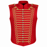 Men's Military Hussar Sleeveless Vest Red & Gold Jacket Free Shipping Usa