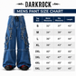 Extreme Bondage Light Blue Denim Pants Skater Gothic Punk Rocker Cyber Biker Black Dagger Trouser Pant Shorts With Handcuffs Hardware