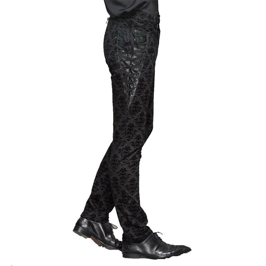 Devil Fashion Punk Men Cotton Dress Pants Victorian Printed Bandage Bridal Pants