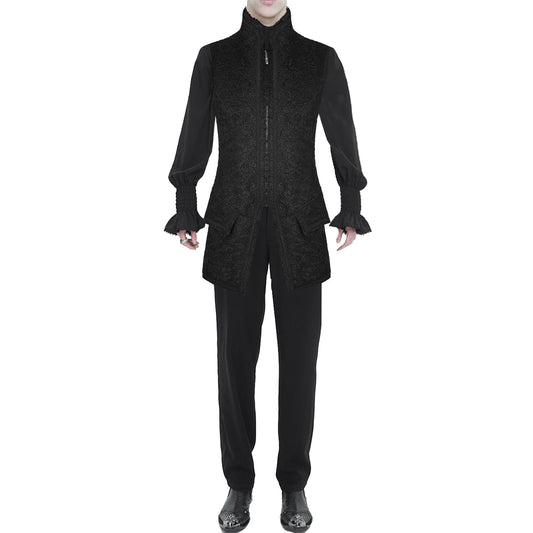 Men's Long Waistcoat Vest Black Gothic Steampunk Victorian Aristocrat