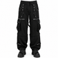 Men's Black Gothic Punk Pants With Straps Fleece Pants Alternative Wears