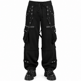 Men's Black Gothic Punk Pants With Straps Fleece Pants Alternative Wears