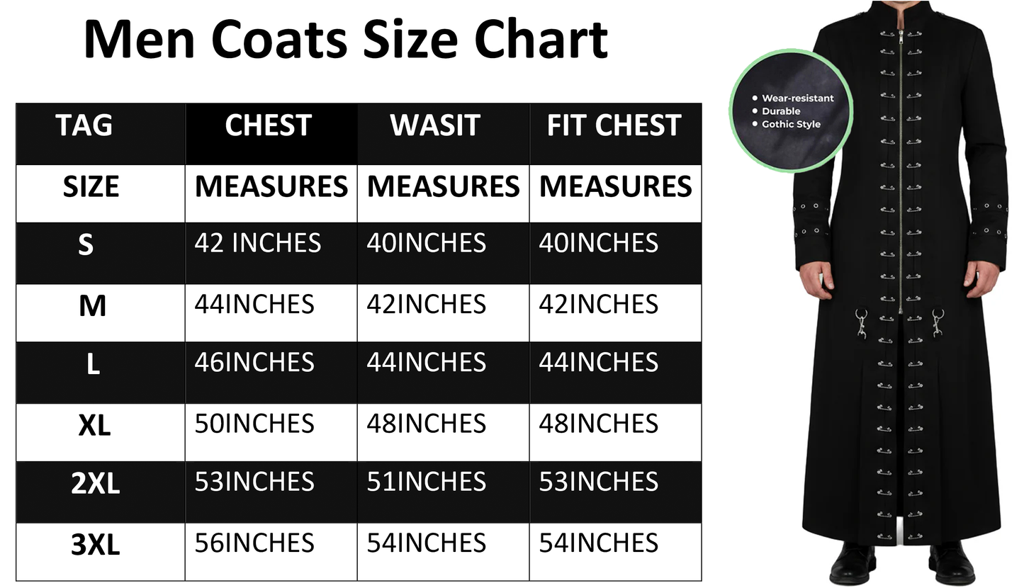 Goth Punk Pinhead Vampire Jacket Trench Coat Black Gothic Cosplay Trench Coat