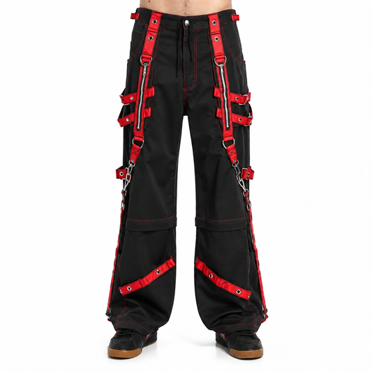 Men's Extreme Bondage Red Skater Gothic Punk Rocker Cyber Goth Steampunk Biker Pant