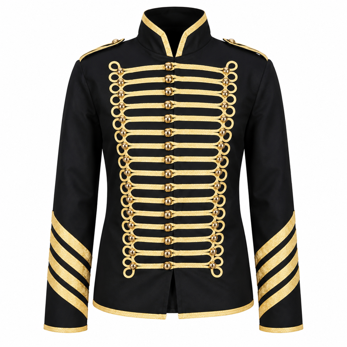 Prime Quality Handmade Men's Gothic Military Hussar Jacket Black Gold/Gold Jacket /USA