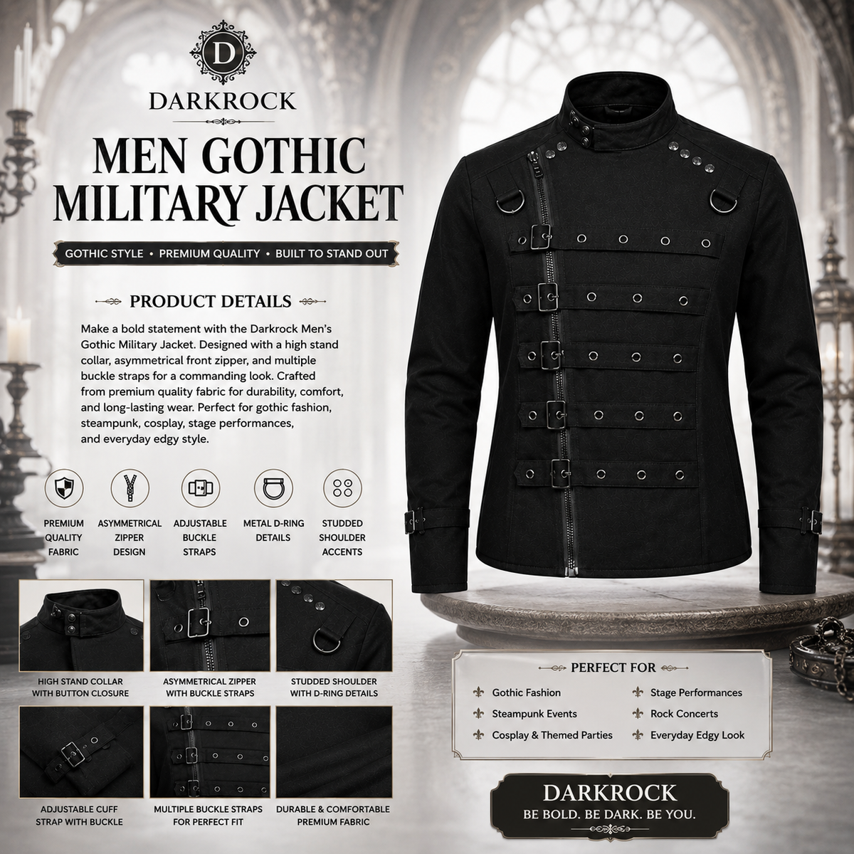 Goth Punk Bullet Bondage Psycho Band Heavy Metal Jacket Coat
