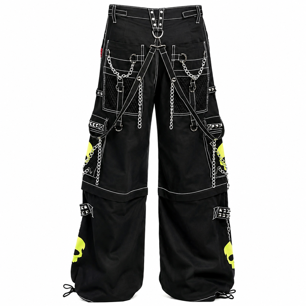 Gothic Bondage Black Lime Big Skull Men Pant Alternative Punk Rock Jeans Emo Trouser Pant Shorts USA