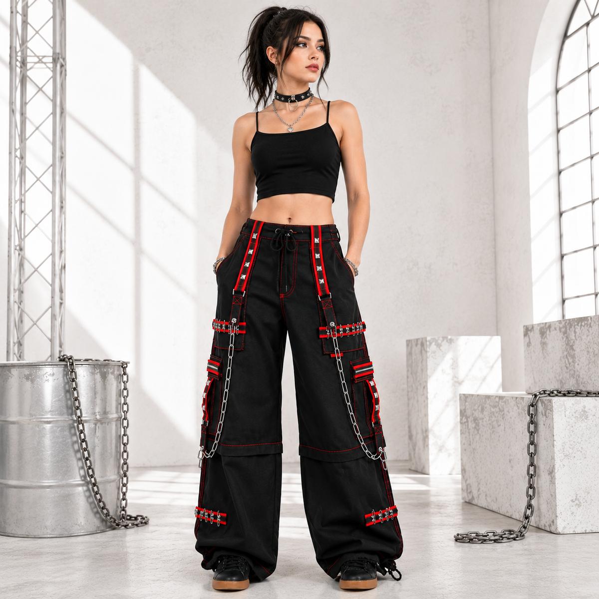 Gothic Extreme Bondage Skater Gothic Punk Rocker Cyber Goth Steampunk Biker Emo Trouser Pant Shorts USA