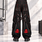 Gothic Mens Black Bondage Red Back Skull Punk Rock Pants