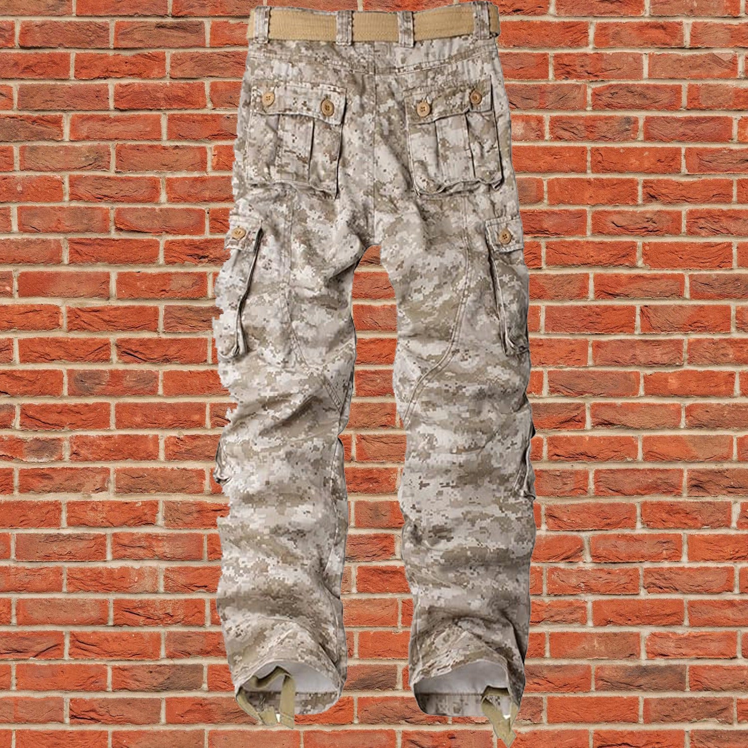 AKARMY Men's Cotton Casual Military Army Camo Combat Work Cargo Pants with 8 Pockets