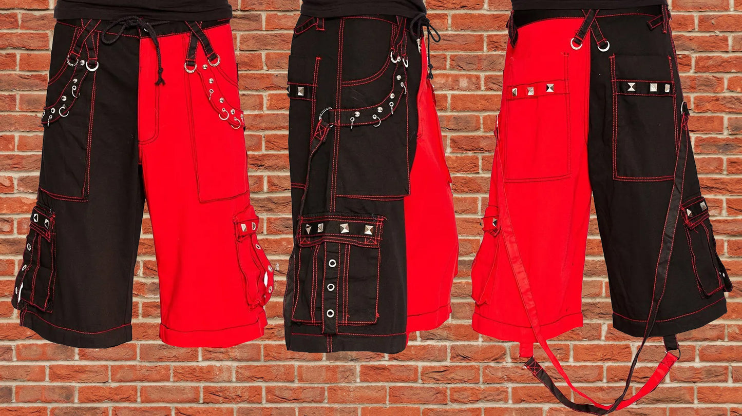 Men Bondage Trouser Punk Rock Transformer Baggy Black Split Shorts/Emo