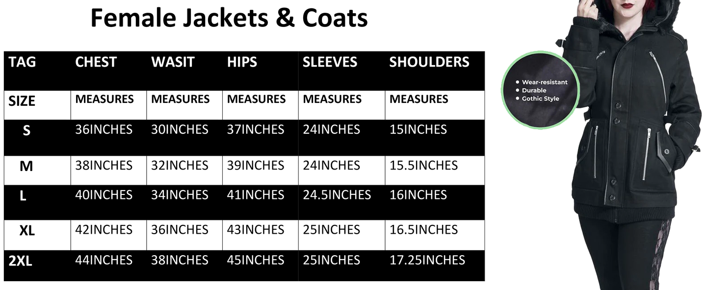 Gothic Chase Coat Winter Jacket black