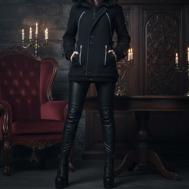 Gothic Chase Coat Winter Jacket black