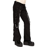 Women Gothic Rave Black Chain Rock Star Straps Metal Punk Show Pants