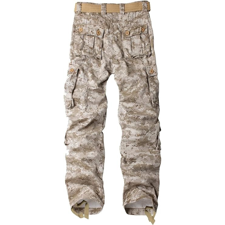 AKARMY Men's Cotton Casual Military Army Camo Combat Work Cargo Pants with 8 Pockets