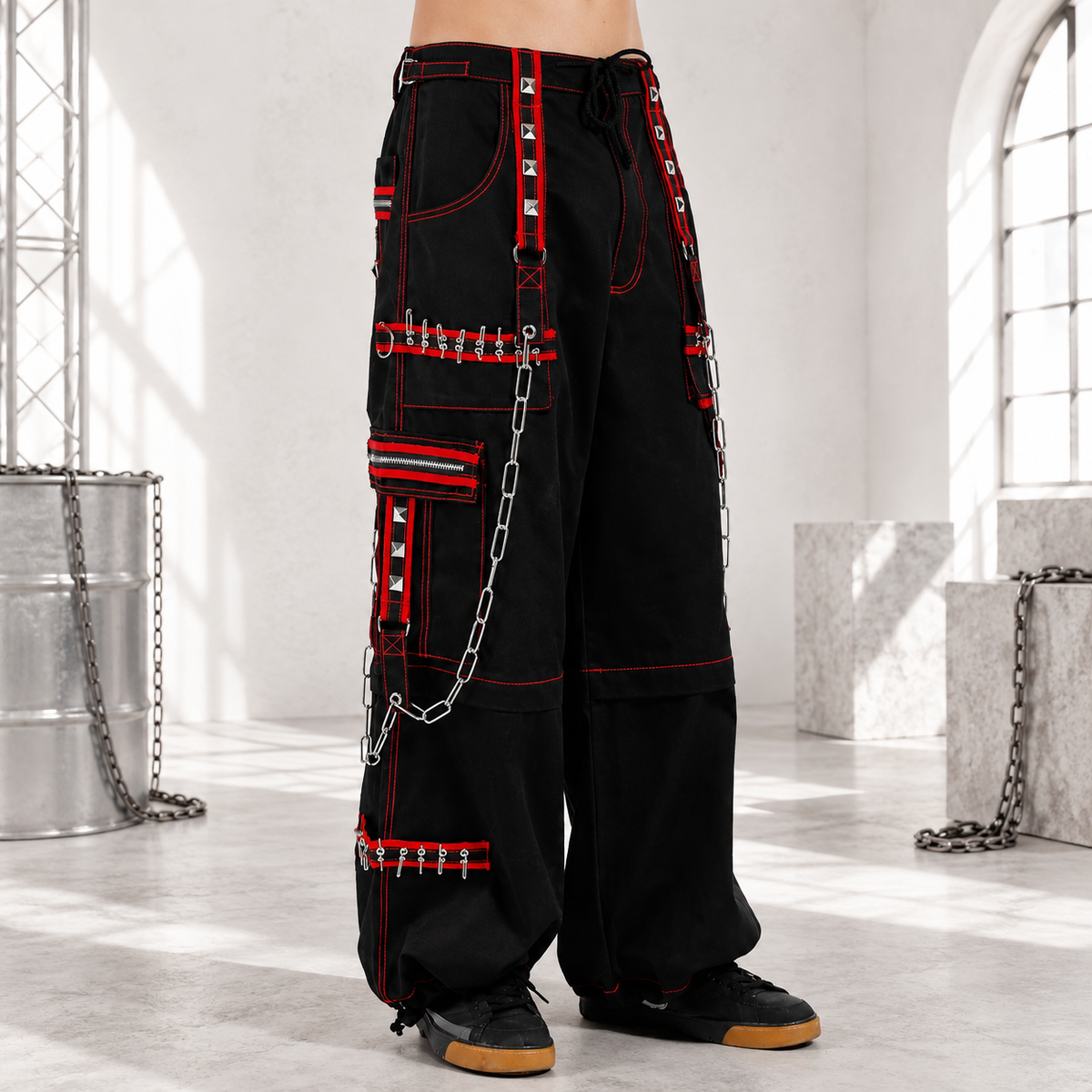 Gothic Extreme Bondage Skater Gothic Punk Rocker Cyber Goth Steampunk Biker Emo Trouser Pant Shorts USA