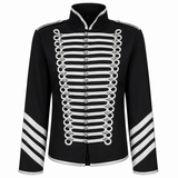 Prime Quality Handmade Men's Gothic Military Hussar Jacket Black Silver/USA
