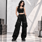 Men's Black Gothic Punk Pants With Straps Fleece Pants Alternative Wears