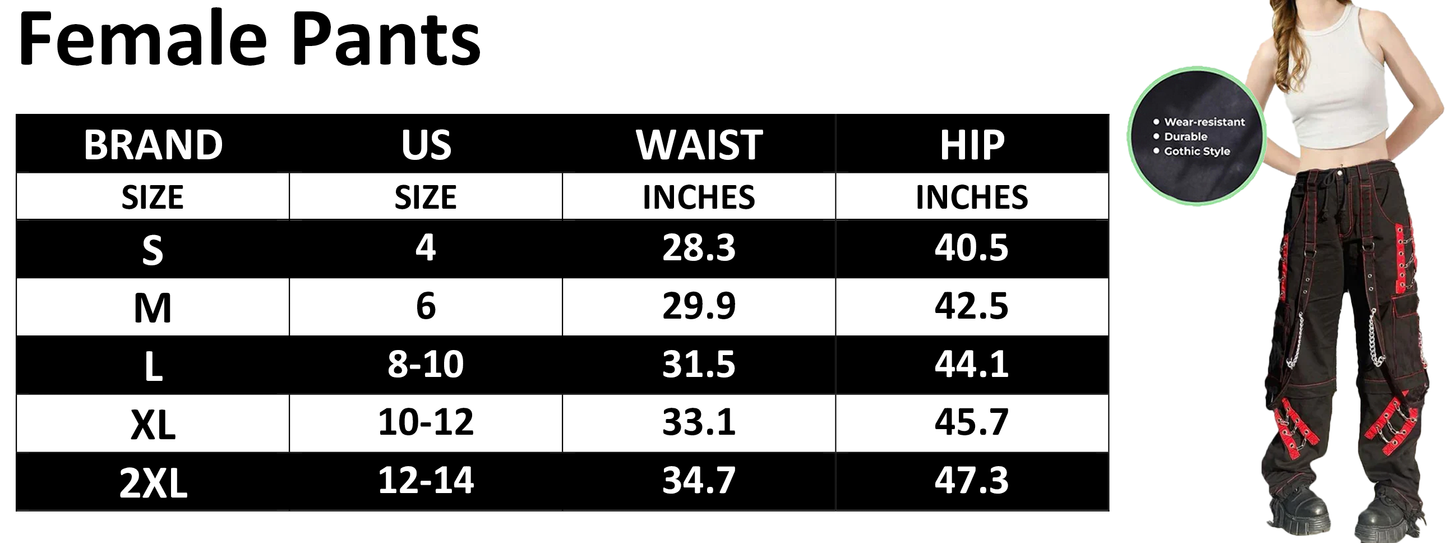 Women's Dark Gothic Baggy Unisex Cargo Metal Chain Hip Hop Wide Leg Trousers