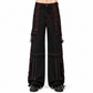 Men’s Black Gothic Super Studded Pants Red Stitching Men’s Fashion Goth Pant