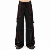 Men’s Black Gothic Super Studded Pants Red Stitching Men’s Fashion Goth Pant