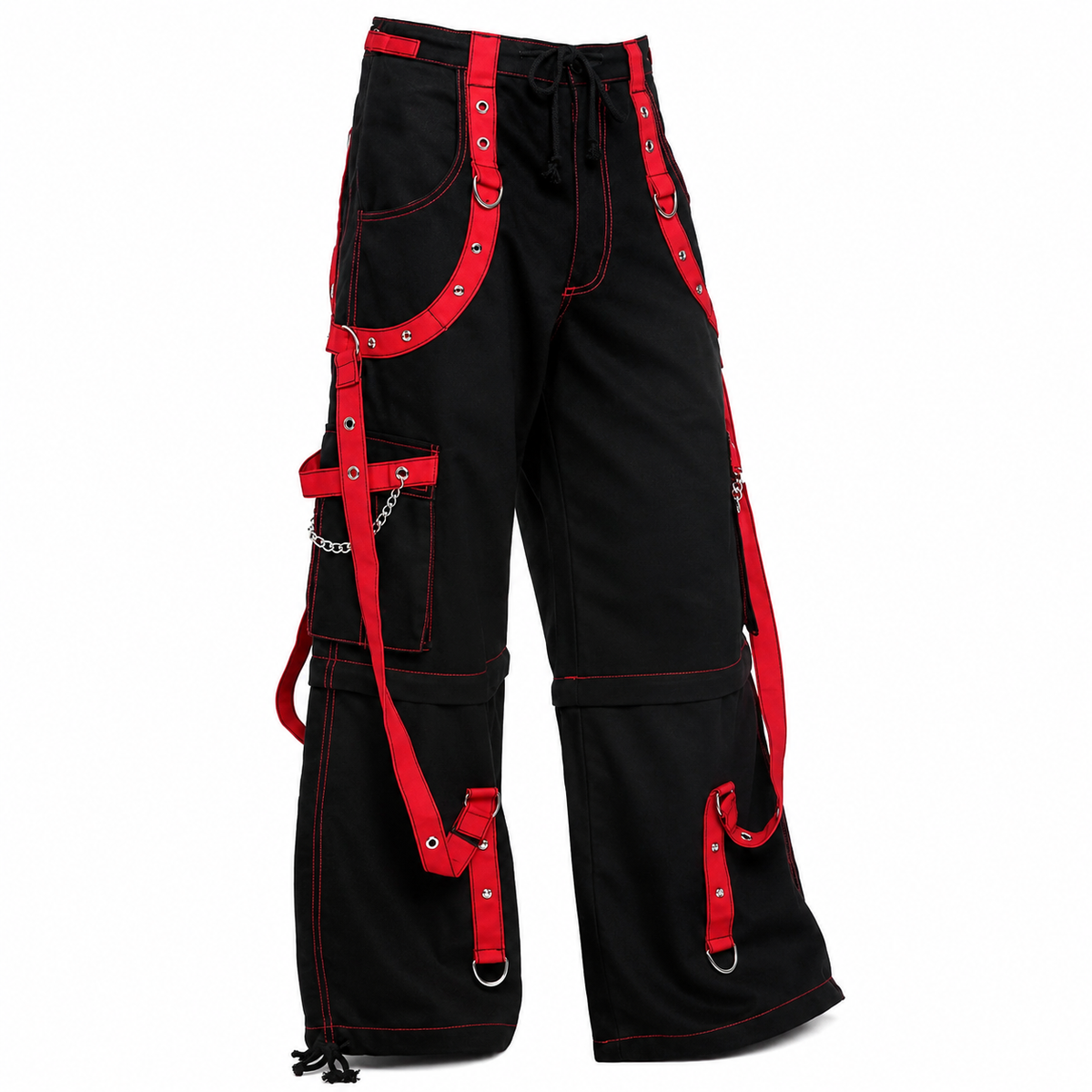 Prime Quality Handmade Gothic Bondage Men Pant Alternative Punk Rock Red/Black Emo Trouser Pant ShortsUSA