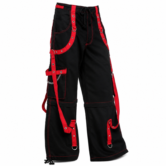 Prime Quality Handmade Gothic Bondage Men Pant Alternative Punk Rock Red/Black Emo Trouser Pant ShortsUSA