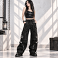 Gothic Black & Amp Grey Overdyed Zip Off Pants