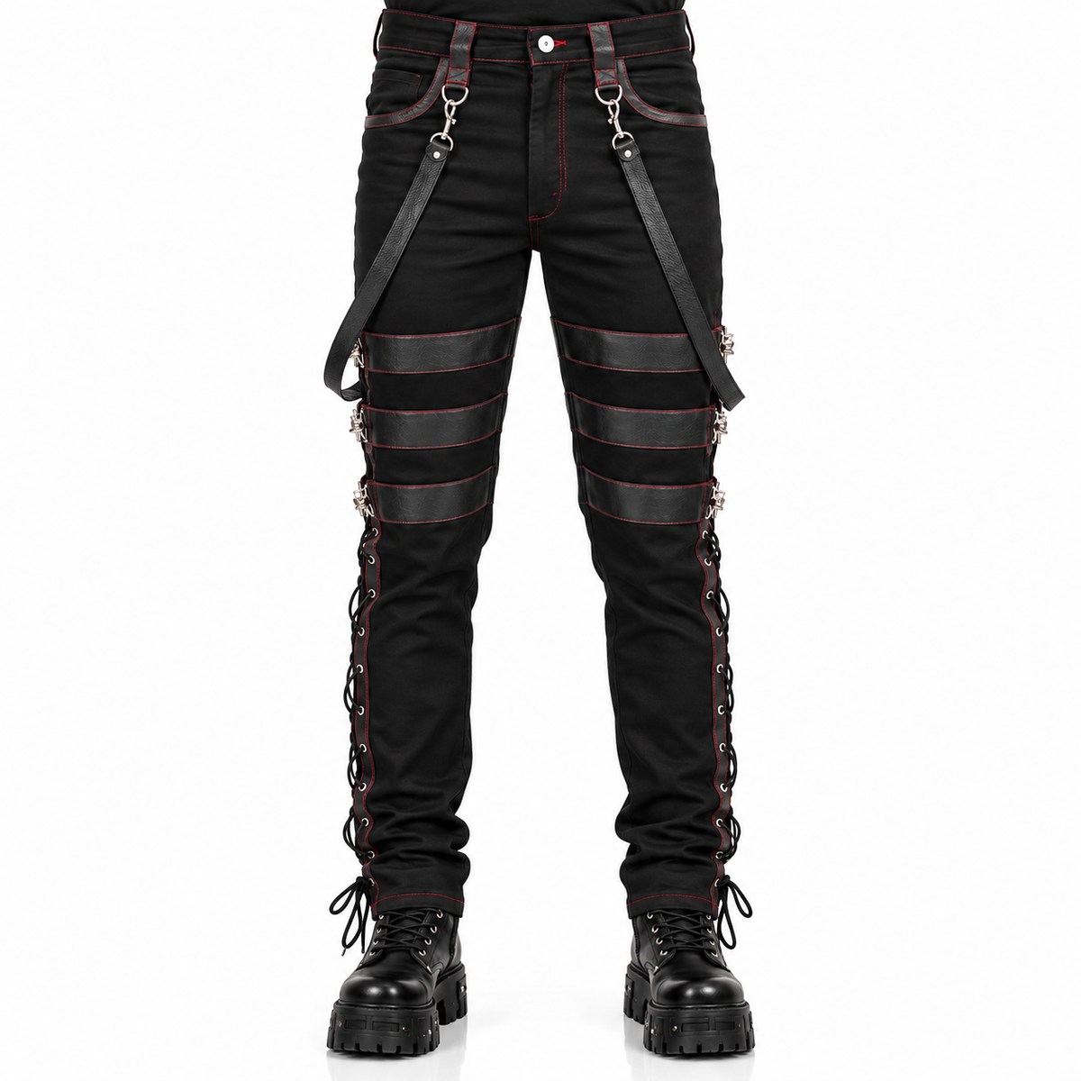 Gothic Men's Steampunk Pants Black Gothic Vintage Cotton Gens Trouser Pant