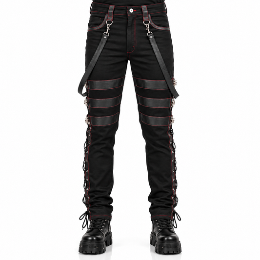 Gothic Men's Steampunk Pants Black Gothic Vintage Cotton Gens Trouser Pant