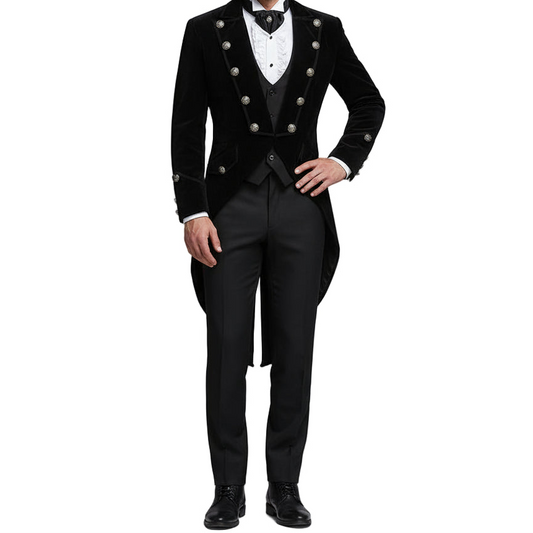 Men's Velvet Vladimir Tuxedo Black Velvet Tail Coat Gothic Steampunk Victorian