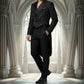 Gothic Devil Fashion Cavalier Men's Steampunk Tailcoat Black Damask