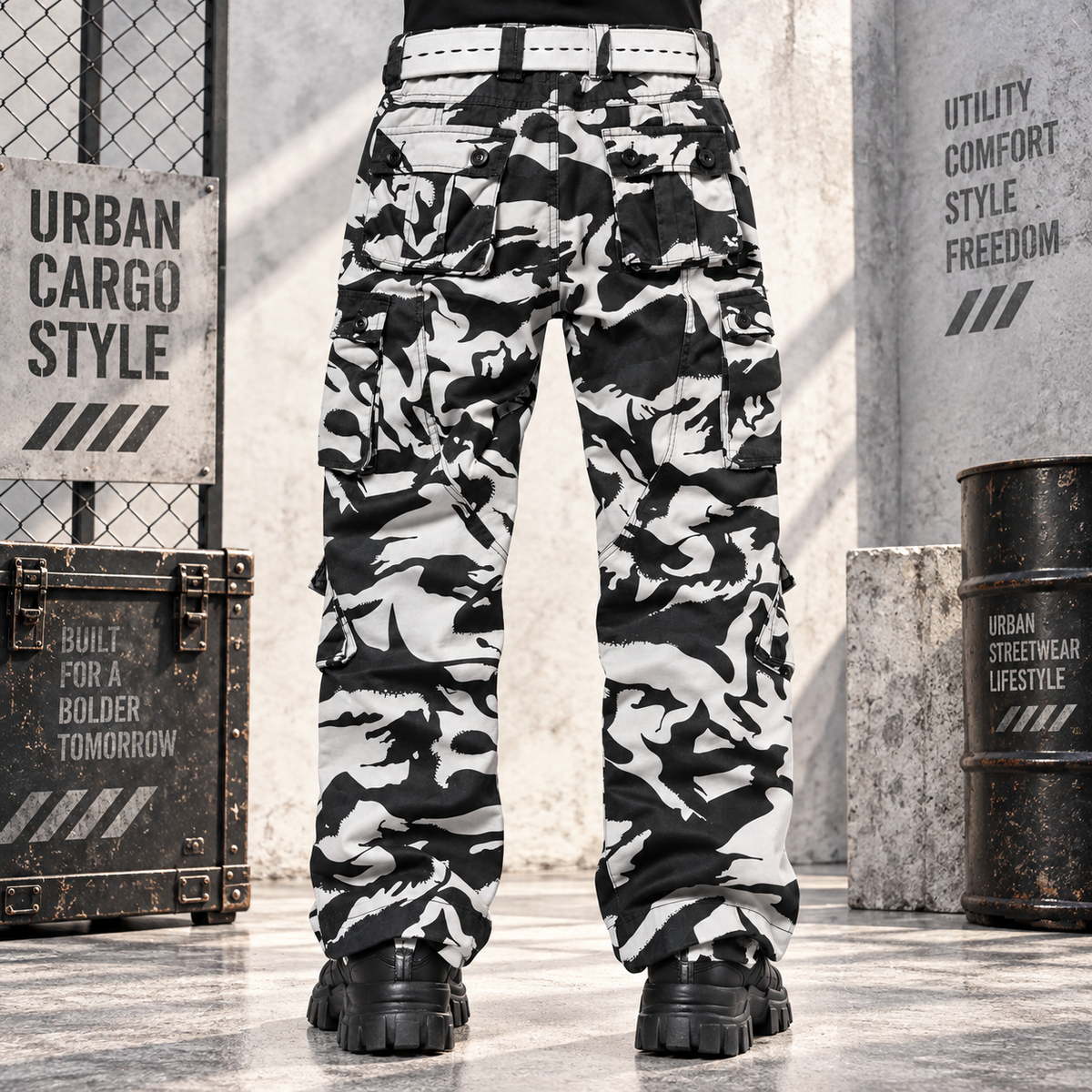 Men's Cotton Casual Military Army Camo Combat Work Cargo Pants with 8 Pockets