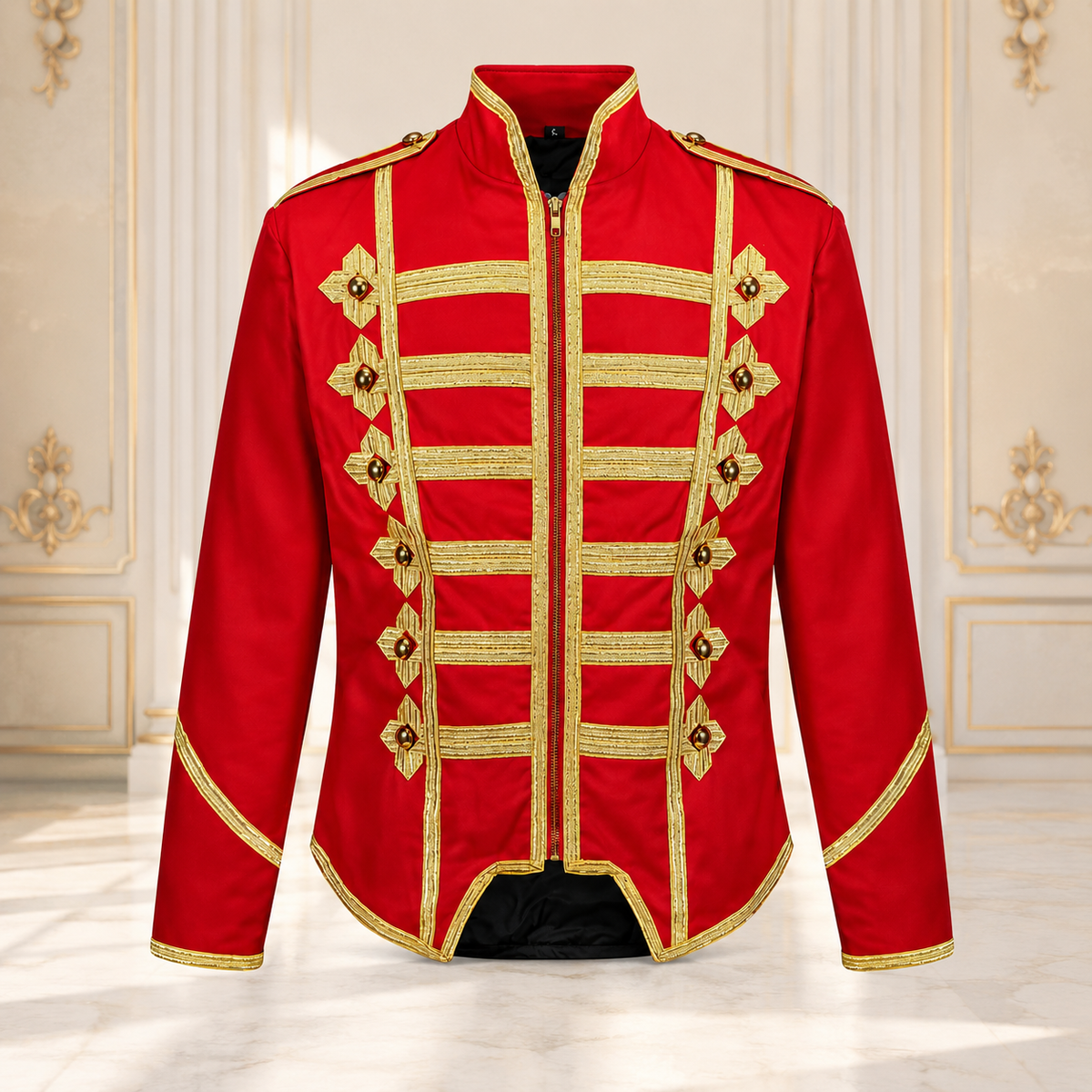 Military Drummer Jacket Black Parade Jacket Goth Punk Adam Ant VTG Style Red Gold Jacket