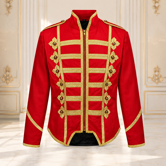 Military Drummer Jacket Black Parade Jacket Goth Punk Adam Ant VTG Style Red Gold Jacket