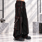 Gothic Mens Black Bondage Red Back Skull Punk Rock Pants