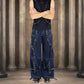 Gothic Blue Jeans Zip Off Pants Punk Buckle Zips Chain Strap Trousers Pant