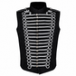 Men's Military Hussar Sleeveless Black Vest Black &amp; Silver Jacket Usa