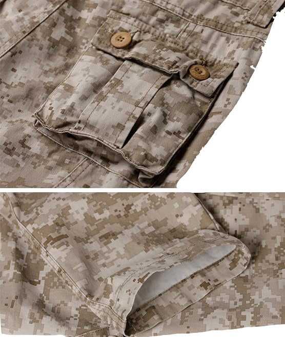 AKARMY Men's Cotton Casual Military Army Camo Combat Work Cargo Pants with 8 Pockets