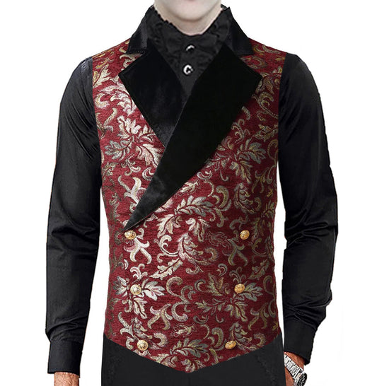 Gothic Men's Victorian Double Breasted Vest Gothic Steampunk Waistcoat